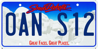 SD license plate 0ANS12