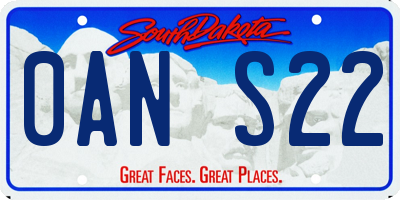 SD license plate 0ANS22