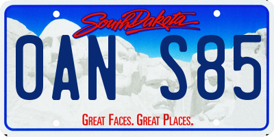 SD license plate 0ANS85