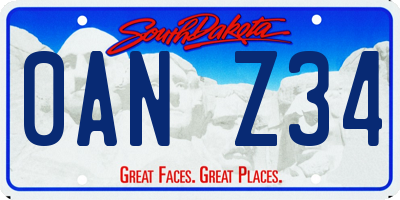 SD license plate 0ANZ34