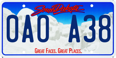SD license plate 0AOA38