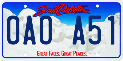 SD license plate 0AOA51