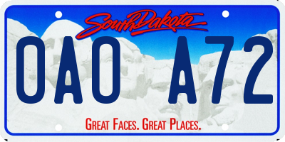 SD license plate 0AOA72