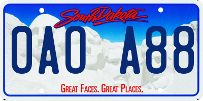 SD license plate 0AOA88
