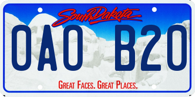 SD license plate 0AOB20