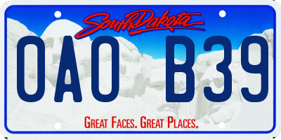 SD license plate 0AOB39
