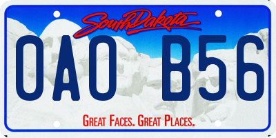 SD license plate 0AOB56