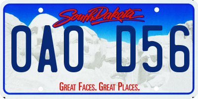 SD license plate 0AOD56
