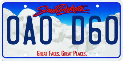 SD license plate 0AOD60