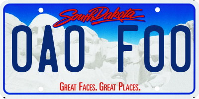SD license plate 0AOF00