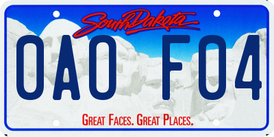 SD license plate 0AOF04