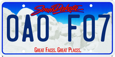 SD license plate 0AOF07