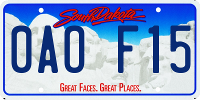 SD license plate 0AOF15