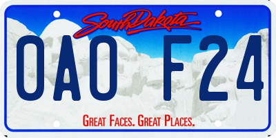 SD license plate 0AOF24