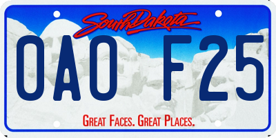 SD license plate 0AOF25