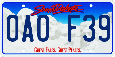 SD license plate 0AOF39