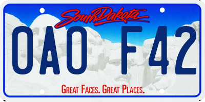 SD license plate 0AOF42