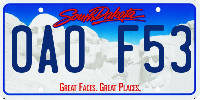 SD license plate 0AOF53