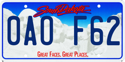 SD license plate 0AOF62