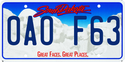 SD license plate 0AOF63