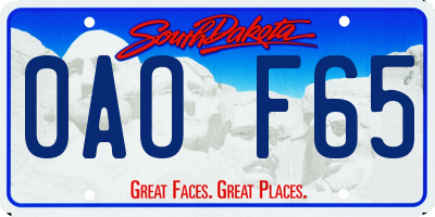 SD license plate 0AOF65