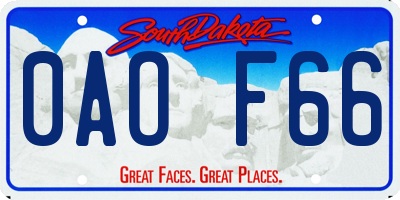 SD license plate 0AOF66