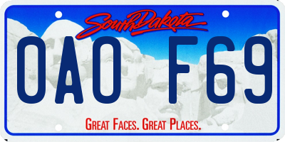 SD license plate 0AOF69