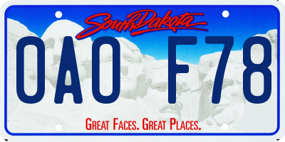 SD license plate 0AOF78