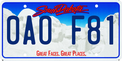 SD license plate 0AOF81