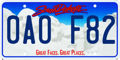 SD license plate 0AOF82