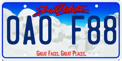 SD license plate 0AOF88