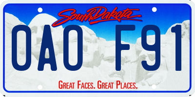 SD license plate 0AOF91