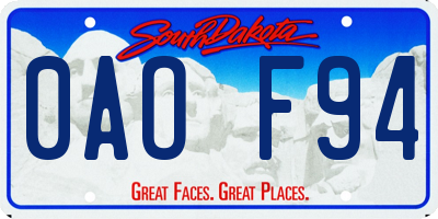 SD license plate 0AOF94