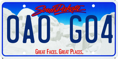 SD license plate 0AOG04