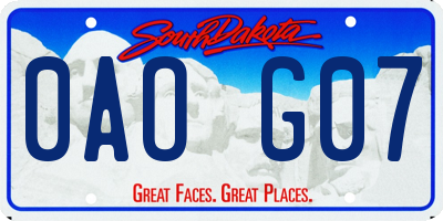 SD license plate 0AOG07