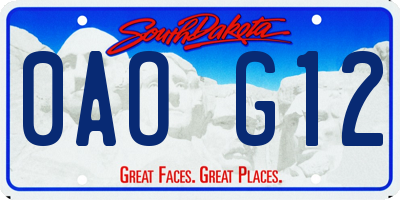 SD license plate 0AOG12