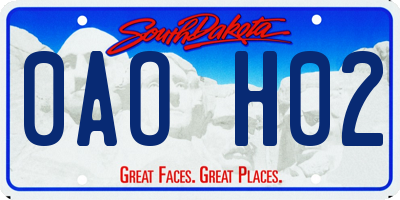 SD license plate 0AOH02