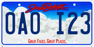 SD license plate 0AOI23