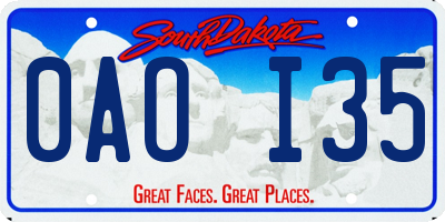SD license plate 0AOI35