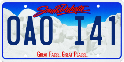 SD license plate 0AOI41