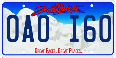 SD license plate 0AOI60