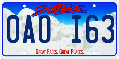 SD license plate 0AOI63