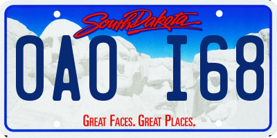 SD license plate 0AOI68