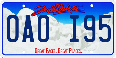 SD license plate 0AOI95