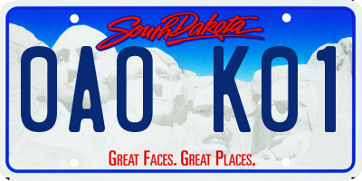 SD license plate 0AOK01
