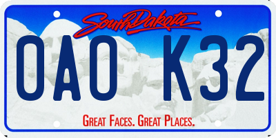 SD license plate 0AOK32