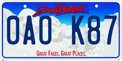 SD license plate 0AOK87