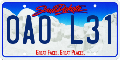 SD license plate 0AOL31