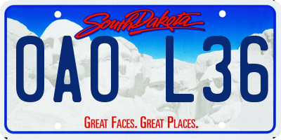 SD license plate 0AOL36