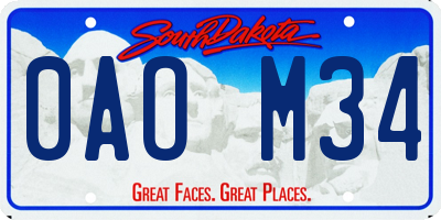 SD license plate 0AOM34